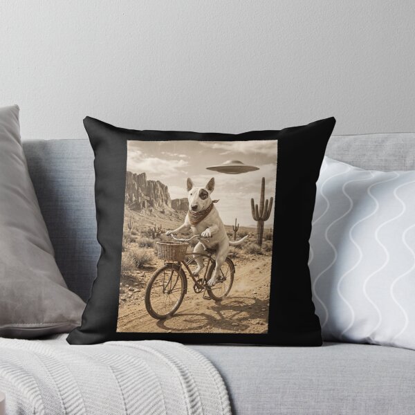Item preview, Bull Terrier Riding Bike Wild West Western UFO Dog Lover designed and sold by dian-rody-crest.