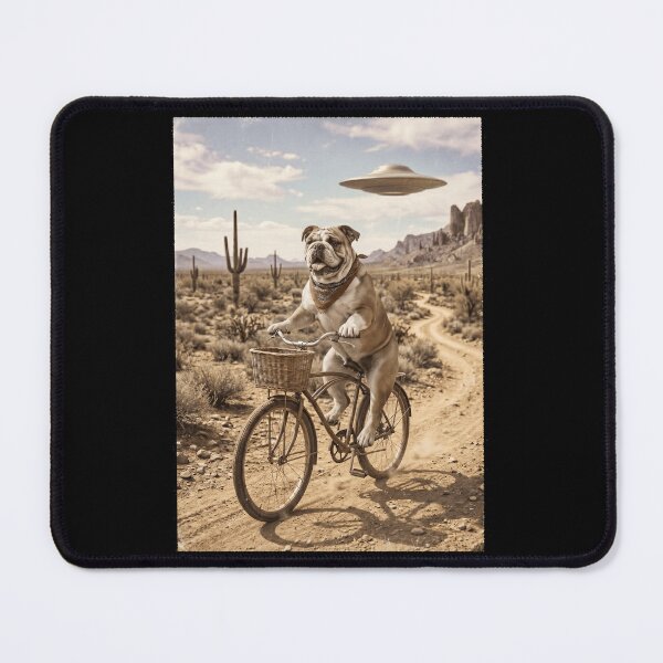 Item preview, Bulldog Riding Bike Wild West Western UFO Dog Lover designed and sold by dian-rody-crest.