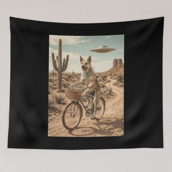 Item preview, Canaan Dog Riding Bike Wild West Western UFO Dog Lover designed and sold by dian-rody-crest.
