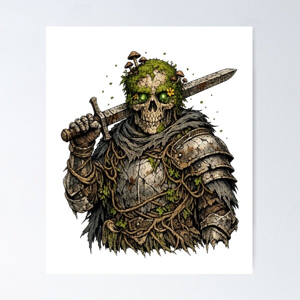 Item preview, Moss-Covered Skeleton Knight | Undead Forest Warrior | Mushroom Warrior | Dark Fantasy designed and sold by MrDev.