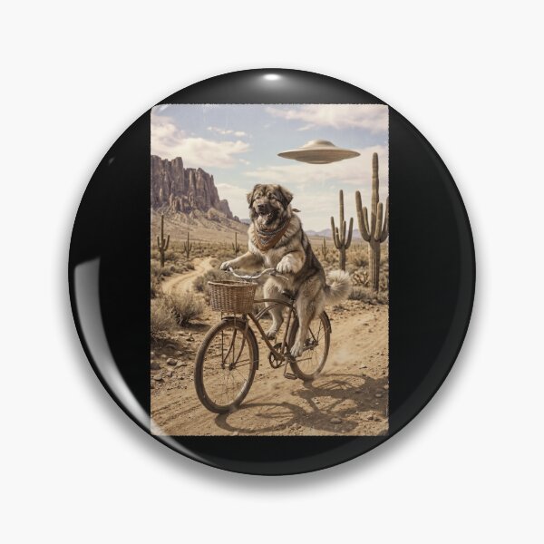 Item preview, Caucasian Shepherd Dog Riding Bike Wild West Western UFO Dog Lover designed and sold by dian-rody-crest.