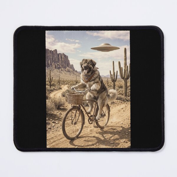 Item preview, Caucasian Shepherd Dog Riding Bike Wild West Western UFO Dog Lover designed and sold by dian-rody-crest.