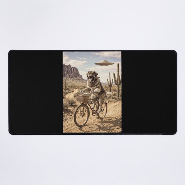 Item preview, Caucasian Shepherd Dog Riding Bike Wild West Western UFO Dog Lover designed and sold by dian-rody-crest.