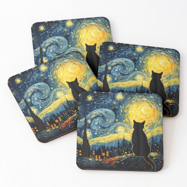 Item preview, Starry Night Cat Van Gogh Inspired Cat Lover designed and sold by MOHAMED AKKAR.