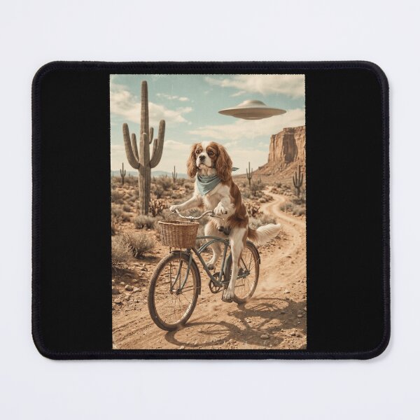 Item preview, Cavalier King Charles Spaniel Riding Bike Wild West Western UFO Dog Lover designed and sold by dian-rody-crest.