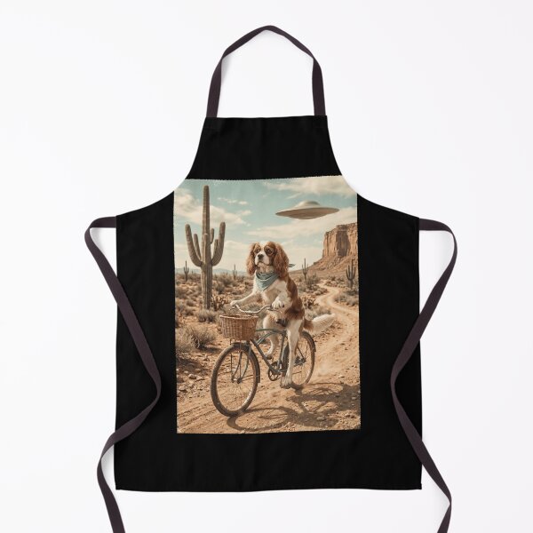 Item preview, Cavalier King Charles Spaniel Riding Bike Wild West Western UFO Dog Lover designed and sold by dian-rody-crest.