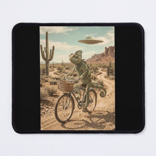 Item preview, Chameleon Riding Bike Wild West Western UFO Animal Lover designed and sold by dian-rody-crest.