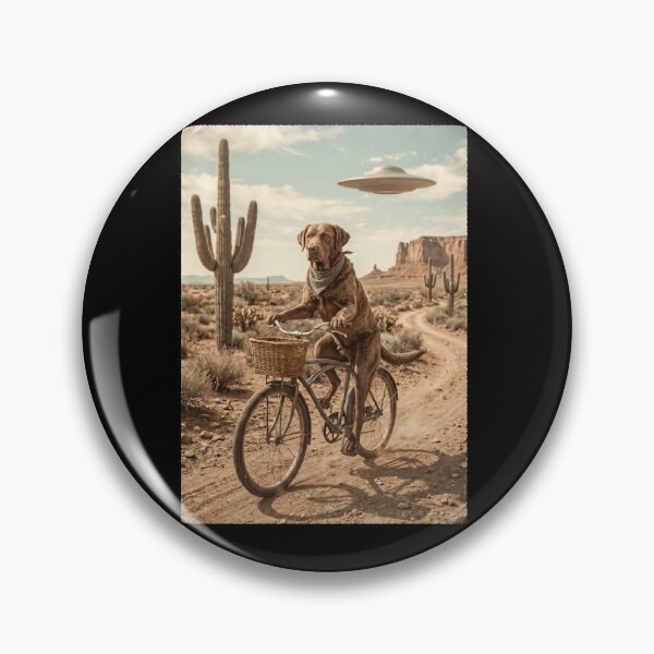 Item preview, Chesapeake Bay Retriever Riding Bike Wild West Western UFO Dog Lover designed and sold by dian-rody-crest.