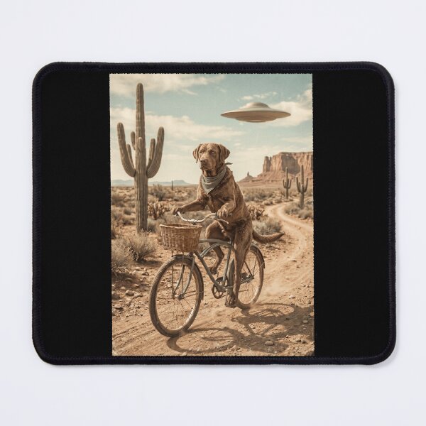 Item preview, Chesapeake Bay Retriever Riding Bike Wild West Western UFO Dog Lover designed and sold by dian-rody-crest.