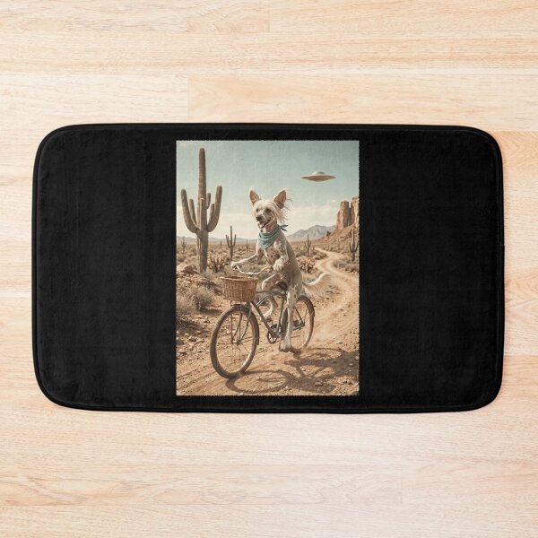 Item preview, Chinese Crested Dog Riding Bike Wild West Western UFO Dog Lover designed and sold by dian-rody-crest.