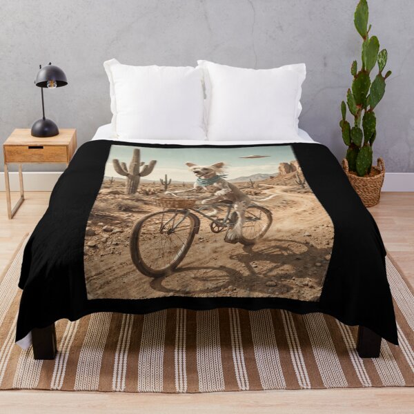 Item preview, Chinese Crested Dog Riding Bike Wild West Western UFO Dog Lover designed and sold by dian-rody-crest.