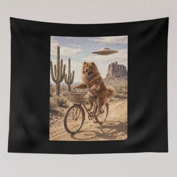 Item preview, Chow Chow Riding Bike Wild West Western UFO Dog Lover designed and sold by dian-rody-crest.
