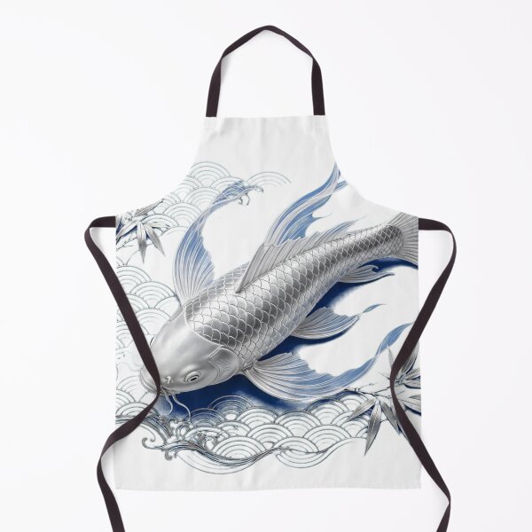 Item preview, Platinum Silver Koi Fish Japanese Wave Art designed and sold by Surviving Monday Club.