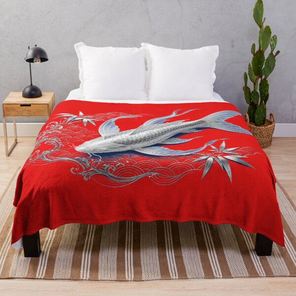 Item preview, Platinum Silver Koi Fish Japanese Wave Art designed and sold by Surviving Monday Club.