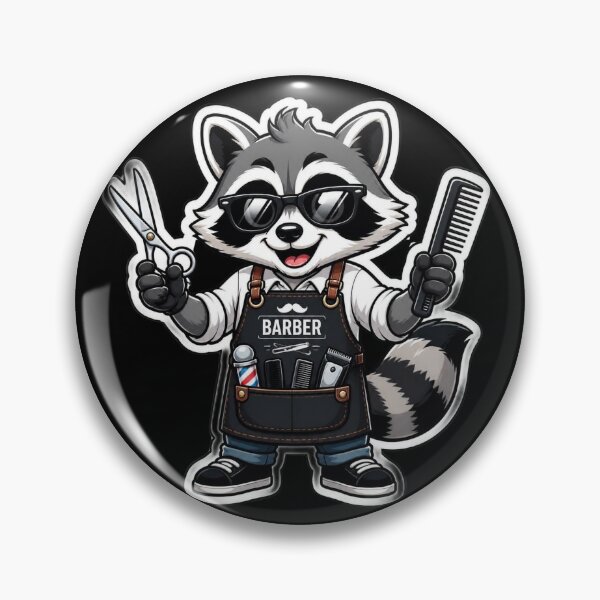 Item preview, Cute Raccoon Barber Sticker - Funny Cartoon Racoon Hairdresser Scissors Design designed and sold by Barber MD Culture.