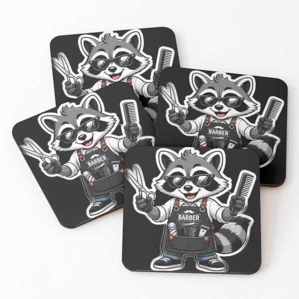 Item preview, Cute Raccoon Barber Sticker - Funny Cartoon Racoon Hairdresser Scissors Design designed and sold by Barber MD Culture.