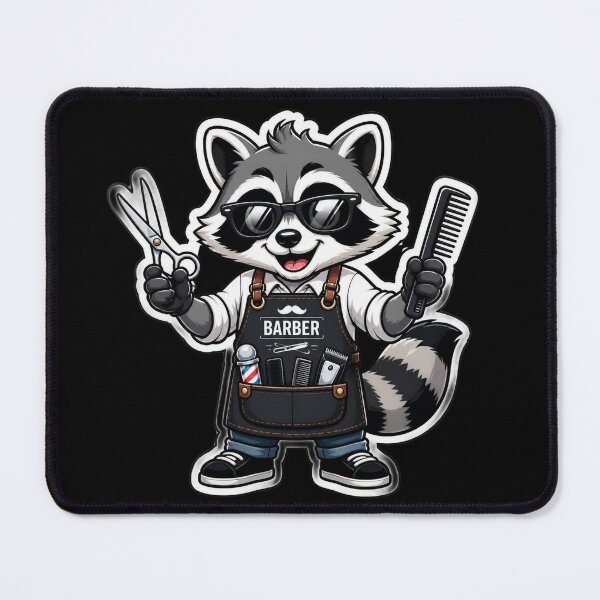 Item preview, Cute Raccoon Barber Sticker - Funny Cartoon Racoon Hairdresser Scissors Design designed and sold by Barber MD Culture.