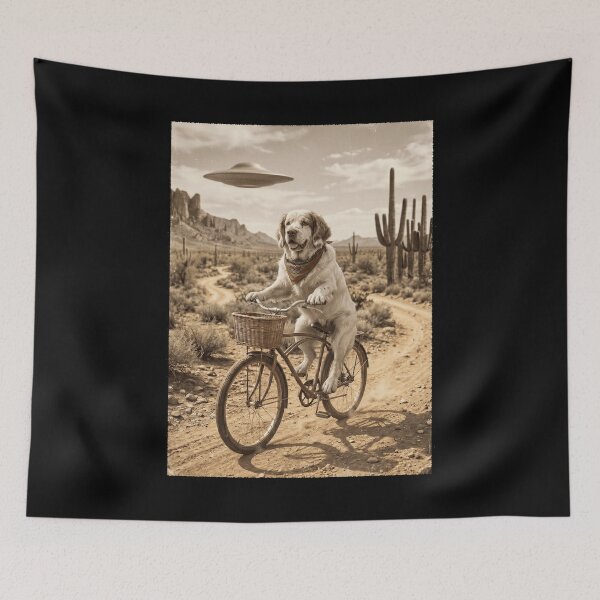 Item preview, Clumber Spaniel Riding Bike Wild West Western UFO Dog Lover designed and sold by dian-rody-crest.