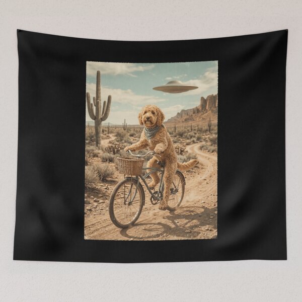 Item preview, Cockapoo Riding Bike Wild West Western UFO Dog Lover designed and sold by dian-rody-crest.
