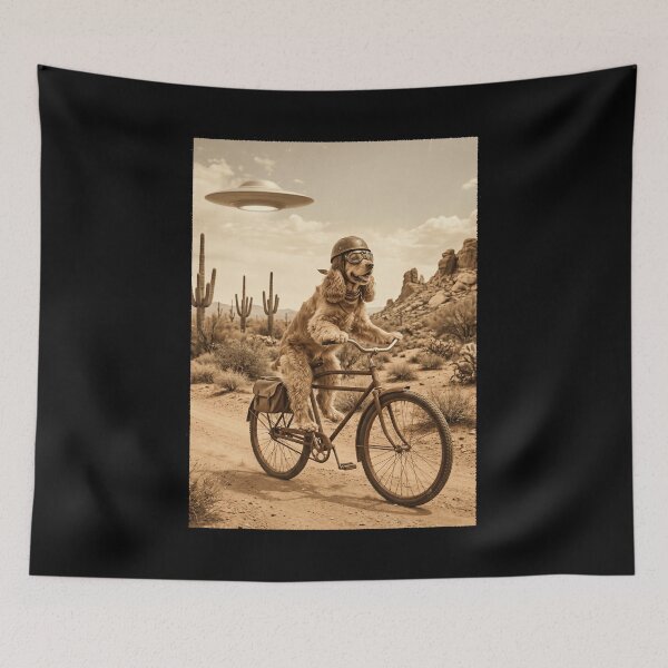 Item preview, Cocker Spaniel Riding Bike Wild West Western UFO Dog Lover designed and sold by dian-rody-crest.
