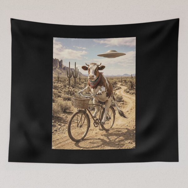 Item preview, Cow Riding Bike Wild West Western UFO Animal Lover designed and sold by dian-rody-crest.