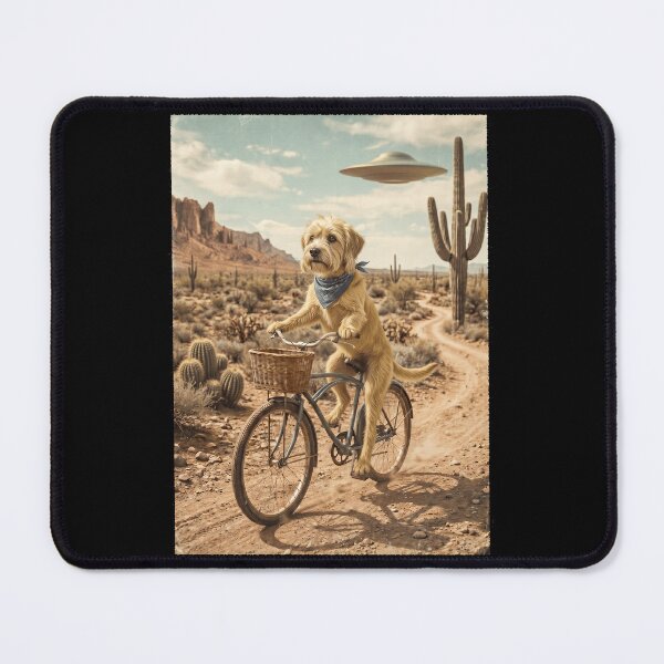 Item preview, Dandie Dinmont Terrier Riding Bike Wild West Western UFO Dog Lover designed and sold by dian-rody-crest.