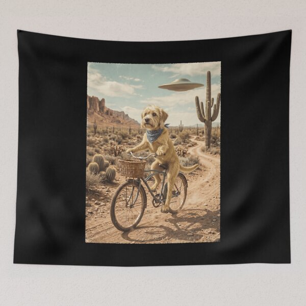 Item preview, Dandie Dinmont Terrier Riding Bike Wild West Western UFO Dog Lover designed and sold by dian-rody-crest.