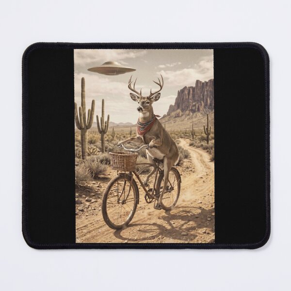 Item preview, Deer Riding Bike Wild West Western UFO Animal Lover designed and sold by dian-rody-crest.