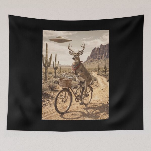 Item preview, Deer Riding Bike Wild West Western UFO Animal Lover designed and sold by dian-rody-crest.