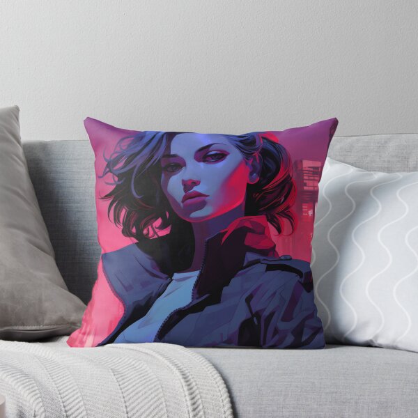 Item preview, Dark Haired Woman in Neon City designed and sold by DavideXyz.