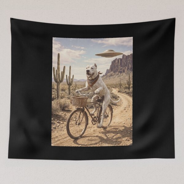 Item preview, Dogo Argentino Riding Bike Wild West Western UFO Dog Lover designed and sold by dian-rody-crest.