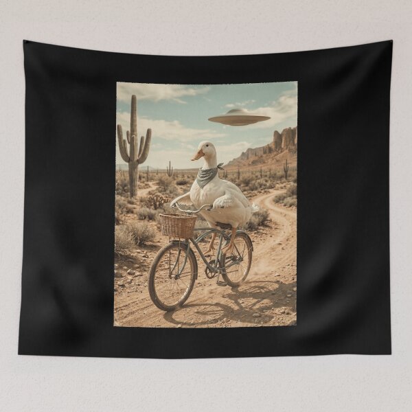 Item preview, Duck Riding Bike Wild West Western UFO Animal Lover designed and sold by dian-rody-crest.