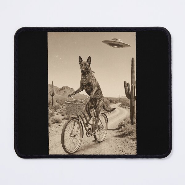 Item preview, Dutch Shepherd Riding Bike Wild West Western UFO Dog Lover designed and sold by dian-rody-crest.