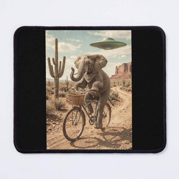 Item preview, Elephant Riding Bike Wild West Western UFO Animal Lover designed and sold by dian-rody-crest.
