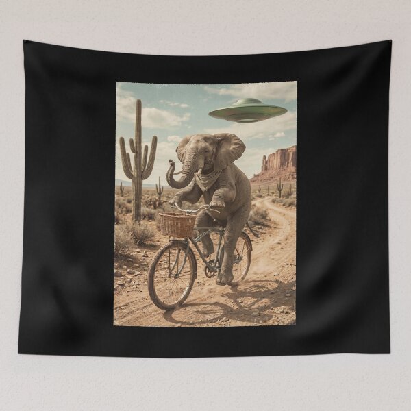 Item preview, Elephant Riding Bike Wild West Western UFO Animal Lover designed and sold by dian-rody-crest.