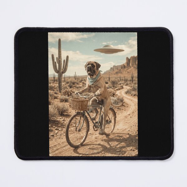 Item preview, English Mastiff Riding Bike Wild West Western UFO Dog Lover designed and sold by dian-rody-crest.