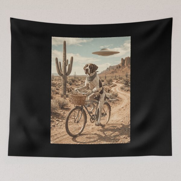 Item preview, English Pointer Riding Bike Wild West Western UFO Dog Lover designed and sold by dian-rody-crest.