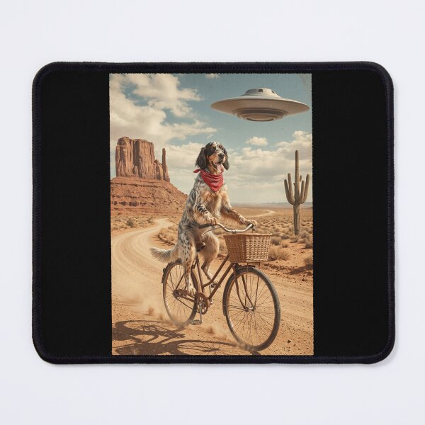 Item preview, English Setter Riding Bike Wild West Western UFO Dog Lover designed and sold by dian-rody-crest.