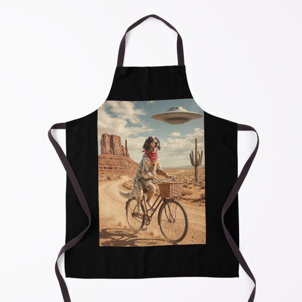 Item preview, English Setter Riding Bike Wild West Western UFO Dog Lover designed and sold by dian-rody-crest.