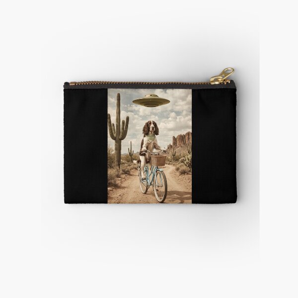 Item preview, English Springer Spaniel Riding Bike Wild West Western UFO Dog Lover designed and sold by dian-rody-crest.