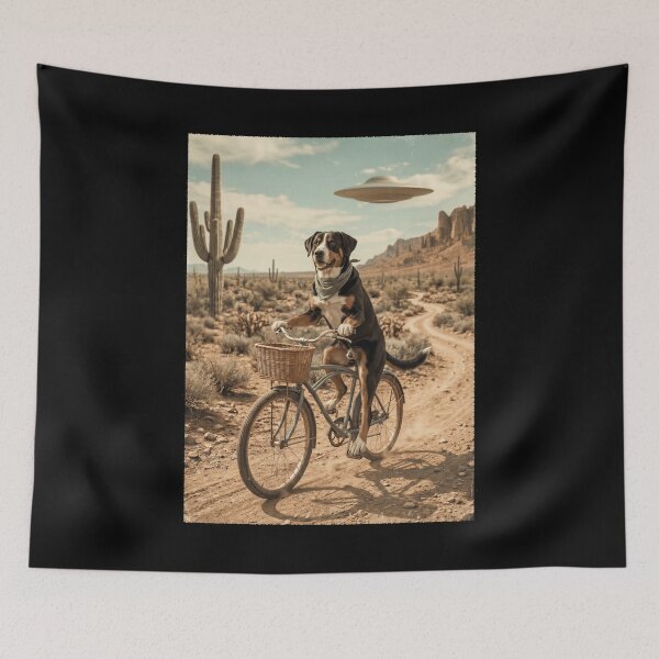Item preview, Entlebucher Mountain Dog Riding Bike Wild West Western UFO Dog Lover designed and sold by dian-rody-crest.