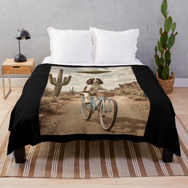 Item preview, English Springer Spaniel Riding Bike Wild West Western UFO Dog Lover designed and sold by dian-rody-crest.
