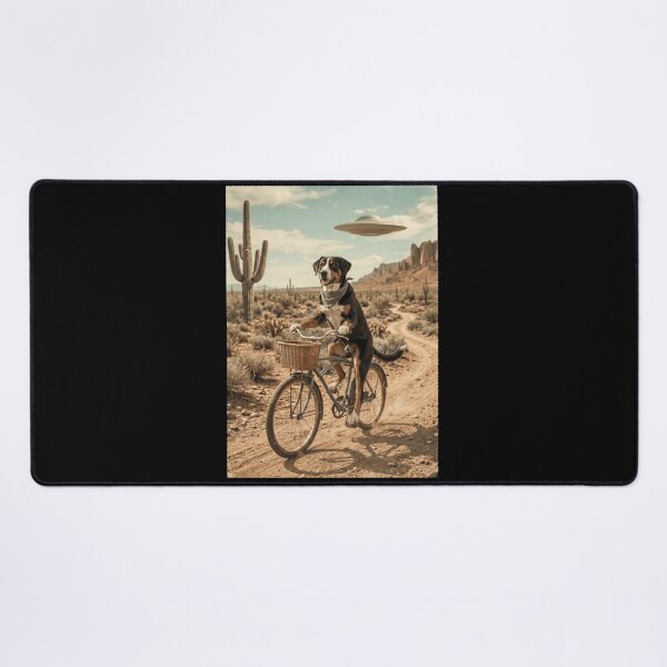 Item preview, Entlebucher Mountain Dog Riding Bike Wild West Western UFO Dog Lover designed and sold by dian-rody-crest.