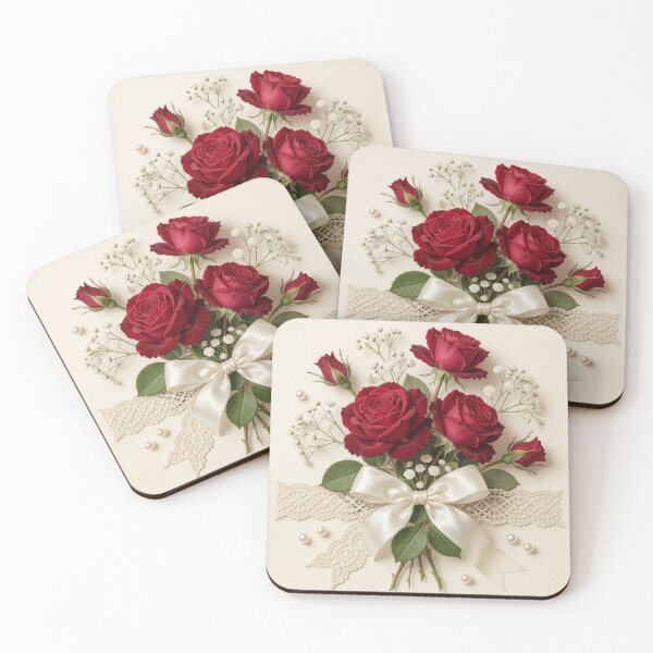 Item preview, Elegant Red Roses with Lace and Bow designed and sold by CooksCreators.