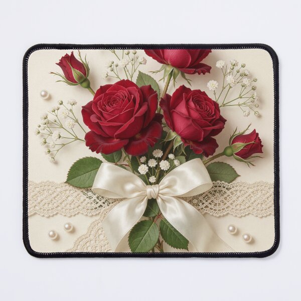 Item preview, Elegant Red Roses with Lace and Bow designed and sold by CooksCreators.