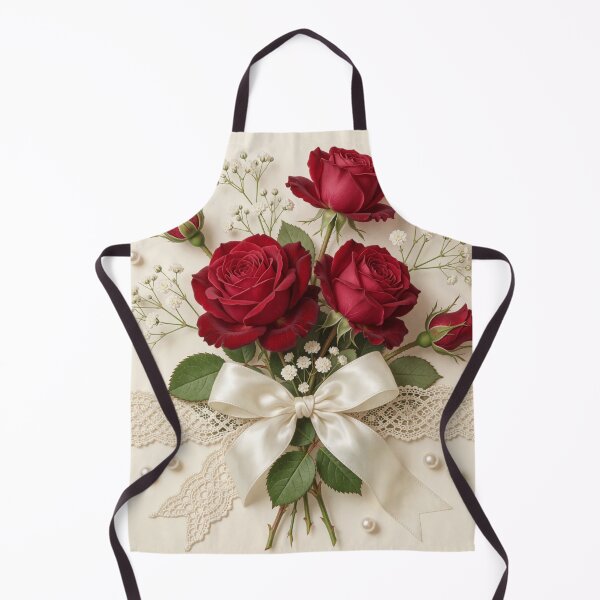 Item preview, Elegant Red Roses with Lace and Bow designed and sold by CooksCreators.