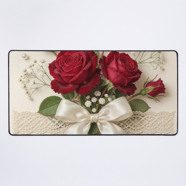 Item preview, Elegant Red Roses with Lace and Bow designed and sold by CooksCreators.