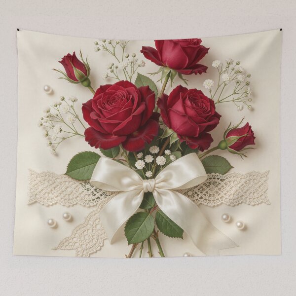 Item preview, Elegant Red Roses with Lace and Bow designed and sold by CooksCreators.