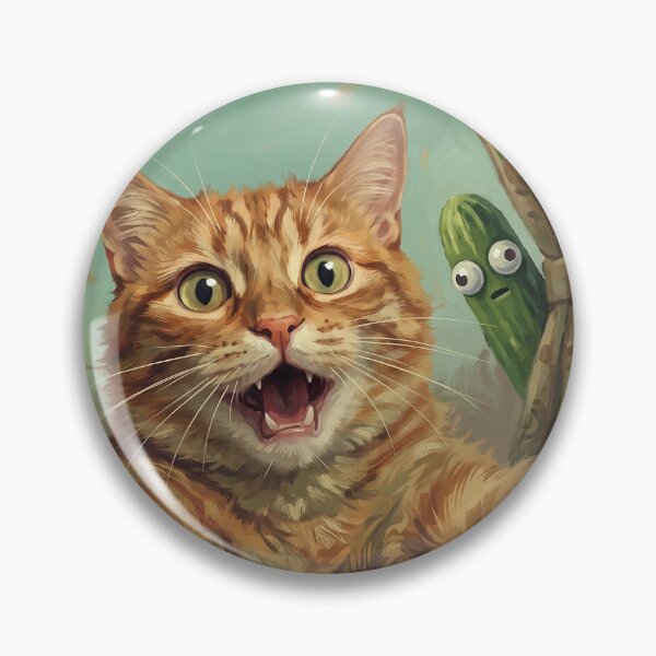 Item preview, Panicked Cat Selfie Googly Eyed Cucumber Van Gogh Painting Tee designed and sold by KIDEnia.