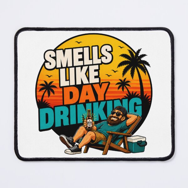 Item preview, Smells Like Day Drinking Beach Chair Sunset Illustration designed and sold by GibasVisuals.